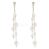 1Pair Brass Micro Pave Clear Cubic Zirconia Tassel Stud Earrings for Women EJEW-LP0001-73-1