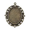 Tibetan Style Alloy Oval Pendant Cabochon Settings TIBEP-S231-01AB-NR-1