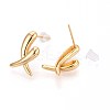 Brass Stud Earrings KK-T071-19G-02-2
