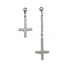 Christian Upside Down Cross 201 Stainless Steel Dangle Stud Earrings EJEW-P314-01C-P-4