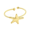Real 18K Gold Plated 304 Stainless Steel Open Cuff Rings for Women LS-RJEW-B061-02G-06-2