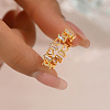 Hollow Heart Brass Micro Pave Clear Cubic Zirconia Open Cuff Ring for Women Daily Party Vacation Wear NQ7926-1