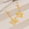 Elegant French Style Brass Hollow Butterfly Tassel Hoop Earrings JT4875-2
