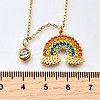 304 Stainless Steel Rhinestone Rainbow Pendant Necklaces for Women NJEW-U043-03G-5