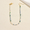 Brass Plastic Round Beads Long Stud Dangle Earrings for Women IU4158-2