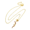 Brass Micro Pave Camellia Cubic Zirconia Flower Snake Pendant Necklaces NJEW-S438-02D-G-4