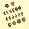 18Pcs 9 Styles Natural Walnut Wood Pendants WOOD-FS0001-48-7