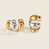 304 Stainless Steel Two Tone Triple Stud Earrings UN2842-1
