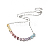 Colorful Cubic Zirconia Heart Pendant Necklace NJEW-E074-03P-1