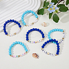 6Pcs 6 Color Word BIG SIS Acrylic & Polymer Clay & CCB Heart Beaded Stretch Bracelets Set BJEW-FI0001-53-5