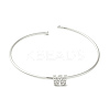 Rack Plating Brass Micro Pave Clear Cubic Zirconia Letter Open Cuff Bangles BJEW-A018-01P-W-2