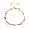 Heart Brass Micro Pave Cubic Zirconia Link Chain Bracelets for Women BJEW-A164-01G-04-4