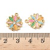 304 Stainless Steel Enamel Rhinestone Flower Pendants STAS-U057-04G-3
