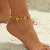 Elegant Brass Hollow Heart & Plastic Blue Faceted Cone Pendant Anklets for Women Vacation and Daily Wear DO5106-3
