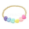 Round Brass Beaded Stretch Bracelets for Couple NK3588-1-1
