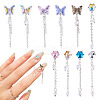 10Pcs 10 Styles Butterfly & Flower Alloy K9 Glass Charms Nail Art Decoration MRMJ-TA0001-41-1
