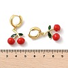Cherry Brass Enamel Hoop Earrings EJEW-M077-14G-03-3