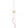 Flower Round Glass Beads Tassel Hanging Suncatchers for Window Garden Outdoor Decoration HJEW-WH20020-007B-1