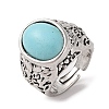 Oval Synthetic Turquoise Cuff Rings RJEW-B107-12AS-01-4