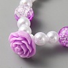 Cute Plastic Charm Stretch Bracelet with Imitation Pearl Beaded for Women BJEW-TAC0009-01A-2