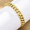 304 Stainless Steel Cuban Link & Panther chain Bracelets for Women Men BJEW-R018-11G-3