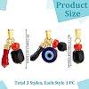 3Pcs Brass Enamel & Handmade Lampwork & Acrylic Pendants PALLOY-HS00037-2