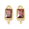 Brass Pave Cubic Zirconia Rectangle Connector Charms KK-P348-10G-06-1