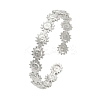 Sun 304 Stainless Steel Link Open Cuff Bangles for Women BJEW-A150-01P-2