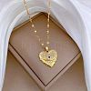 Heart with Eye Pattern 304 Stainless Steel Micro Pave Cubic Zirconia Pendant Necklace & Hoop Earrings Sets FS-WGB58AC-03-5