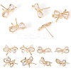 4 Pairs 2 Styles Brass Micro Pave Clear Cubic Zirconia Stud Earring Findings KK-TA0002-63-1