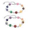 2Pcs Round Natural Mixed Gemstone Beads Bracelets for Women BJEW-UN00018-1