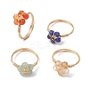4Pcs 4 Style Natural Mixed Gemstone Star Finger Rings RJEW-TA00086-1