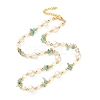 Mixed Gemstone/Glass/Shell Chip & Imitation Pearl & Brass Beaded Necklaces for Women NJEW-S107-01A-5