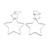 Non-Tarnish Interlock Double Open Star Dangle Earrings EJEW-C007-01P-1