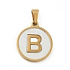 PVD Vacuum Plating 304 Stainless Steel with White Shell Pendants STAS-G268-01B-G-2