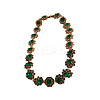 Alloy Full Rhinestone Flower Link Chain Necklaces for Women WGB743E-04-3