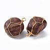 Natural Leopard Skin Jasper Pendants G-N332-50-07-3