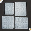 4Pcs Geometry/Teardrop/Heart Pendant & Links Silicone Molds DIY-LS0003-22-3