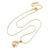 304 Stainless Steel & Acrylic Imitation Pearl Moon Pendant Snake Chain Necklaces for Women NJEW-F354-08G-1