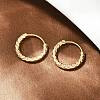 Brass Textured Hoop Earrings EJEW-F378-03A-G-4