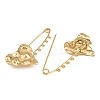 Texture Heart 304 Stainless Steel Safety Pins Brooch Findings SA-CBA098D-15A-G05-2