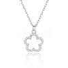 925 Silver Hollow Flower Pendant Necklace QM9620-2-1