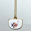 Ocean Brass Enamel Fan Pendant Necklaces for Women WGBD0BA-02-1