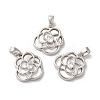 Brass Crystal Rhinestone Flower Charms with Natural Shell KK-I703-12P-2