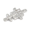 Brass Clear Cubic Zirconia Cross Connector Charms KK-Q028-33P-2
