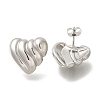 304 Stainless Steel Textured Heart Stud Earrings for Women EJEW-S227-47P-1