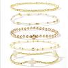 5Pcs 5 Styles Handmade Brass & Glass Beads Stretch Bracelet Set OI0028-10-1