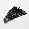 Electroplate Glass Bead Tassel Big Pendants EGLA-P024-08-2