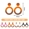 3 Pairs 3 Colors Resin & Wooden Donut Dangle Stud Earrings with 316 Surgical Stainless Steel Pins EJEW-FI0002-47-2