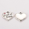 Antique Silver Tone Tibetan Style Heart with Aunt of Groom Rhinestone Charms TIBEP-N005-01D-1